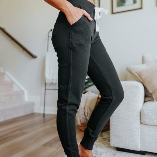 drawstring black fleece joggers final sale 423048