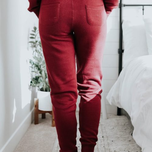 drawstring burgundy fleece joggers 263124