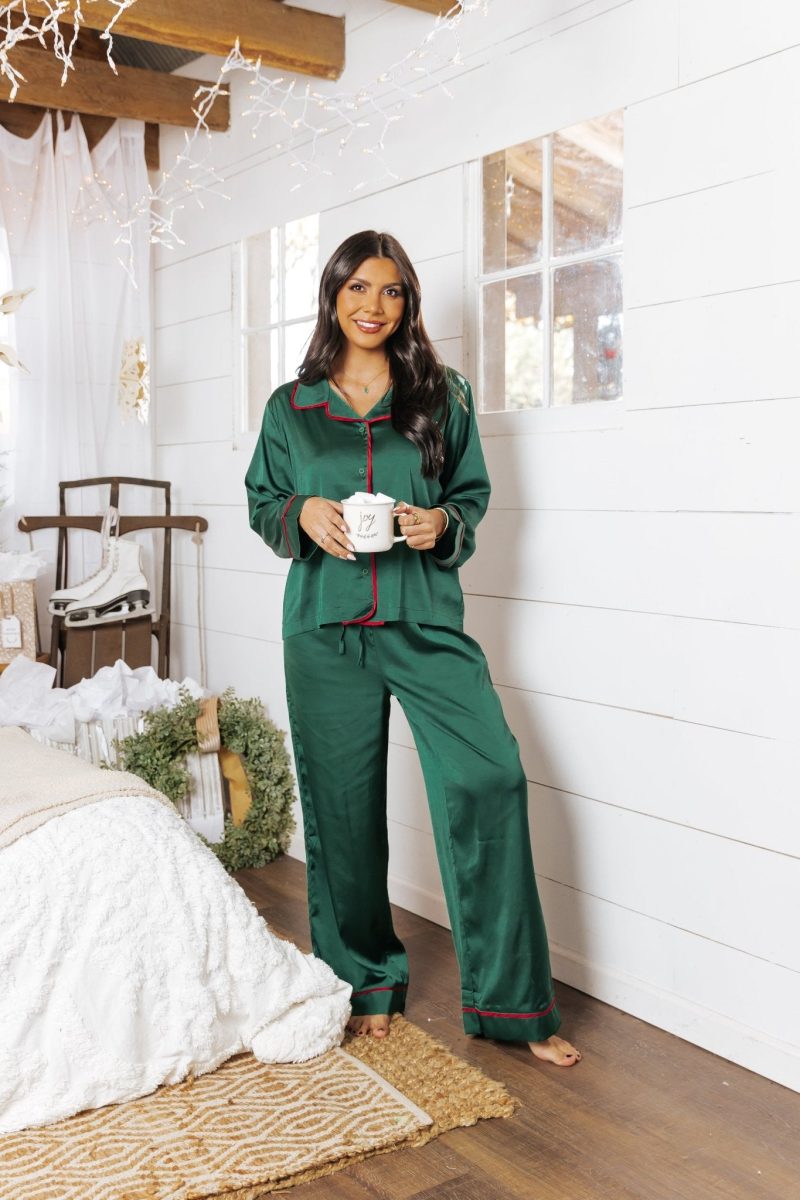 dreamy green red satin pajama set 796686