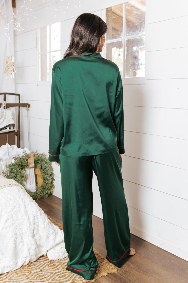 dreamy green red satin pajama set 889438