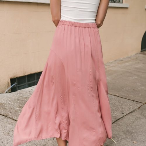 dusty rose asymmetrical midi skirt 168881