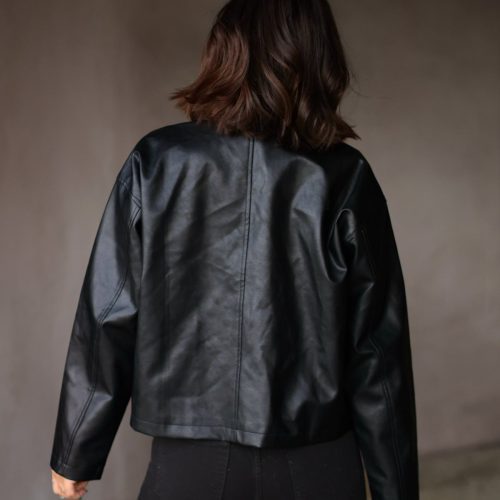 edgy black faux leather jacket 406159