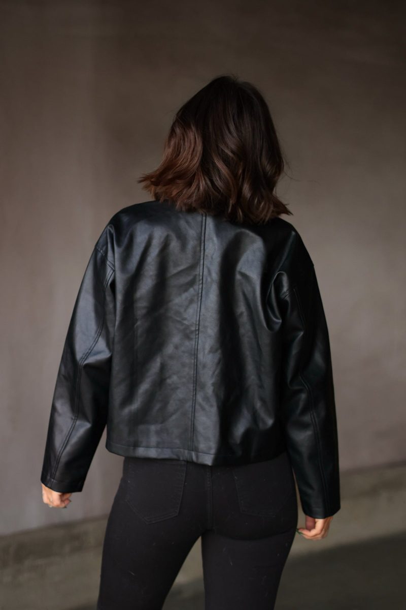 edgy black faux leather jacket 406159