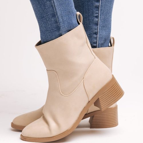 elena beige heeled booties 124965