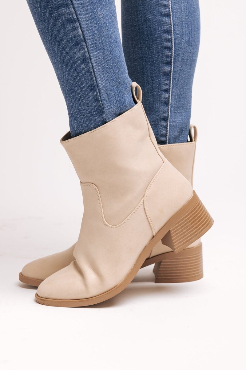 elena beige heeled booties 124965