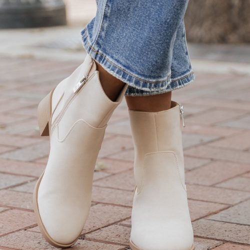 elena beige heeled booties 625089