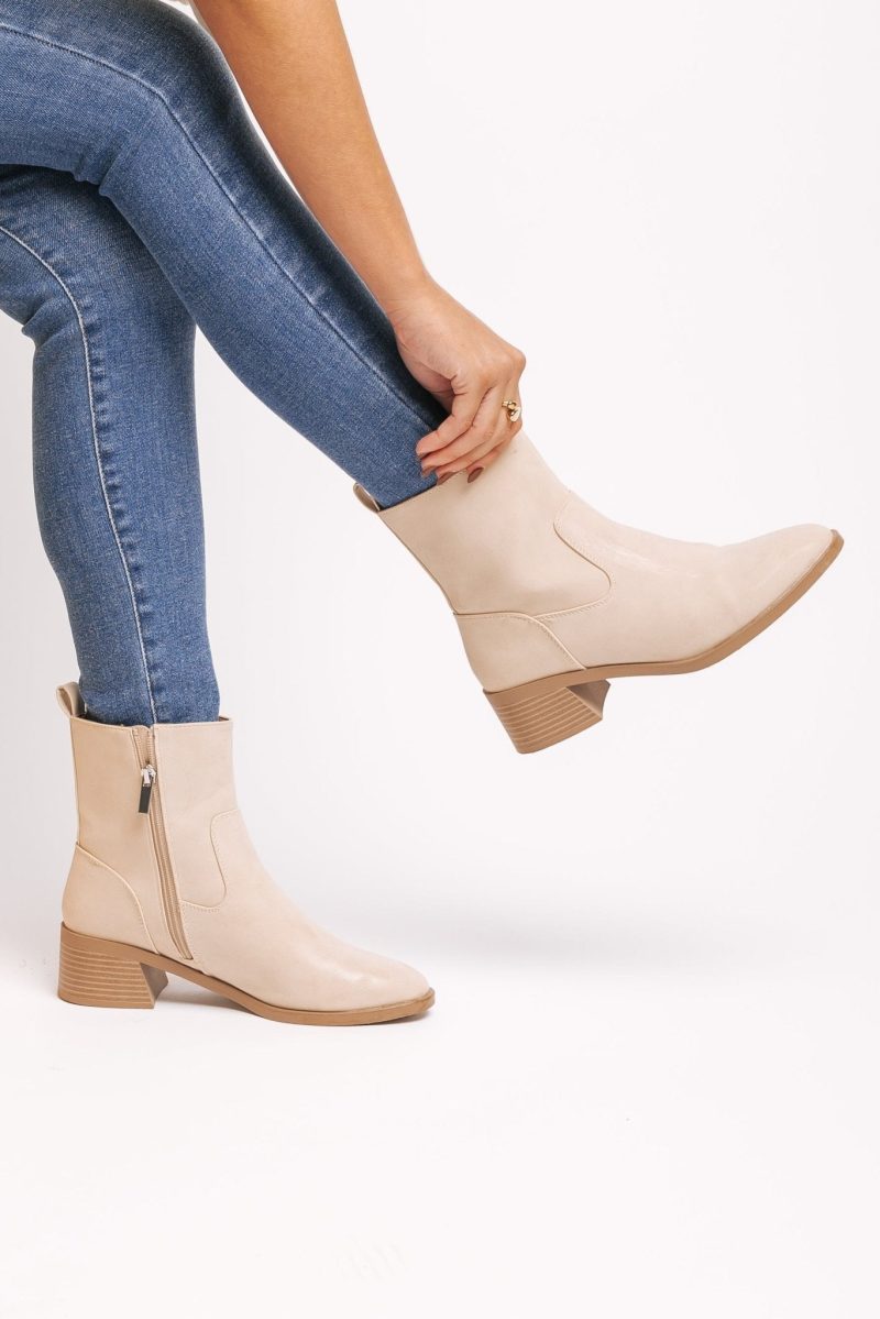 elena beige heeled booties 853693