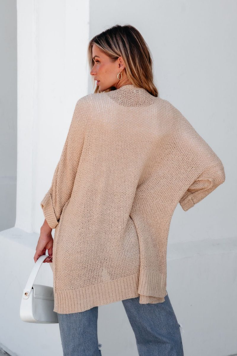 essential lightweight ribbed cardigan taupe 458841