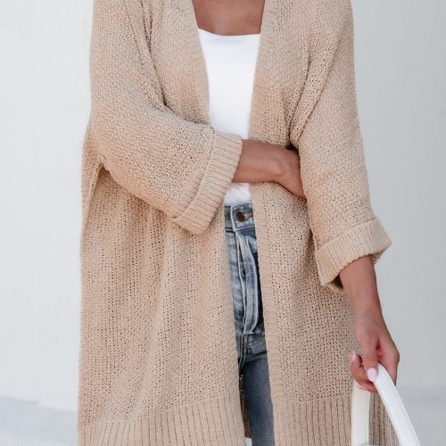 essential lightweight ribbed cardigan taupe 811766