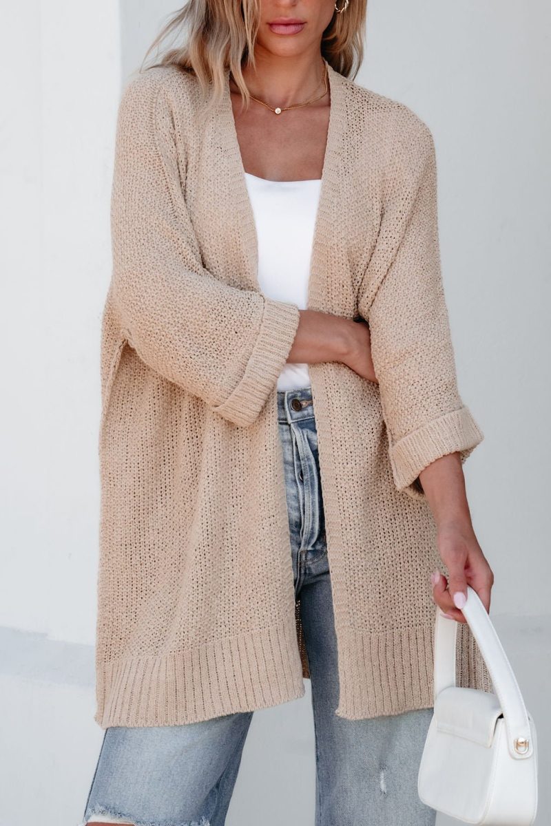 essential lightweight ribbed cardigan taupe 811766