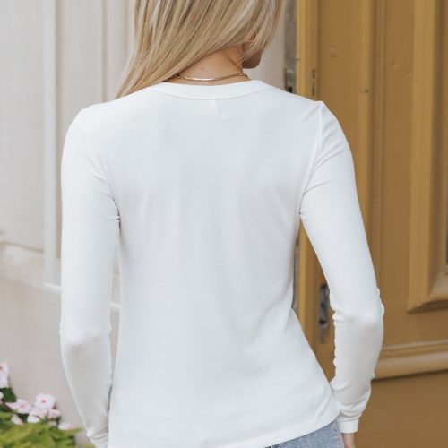 everly basic long sleeve top ivory 998391