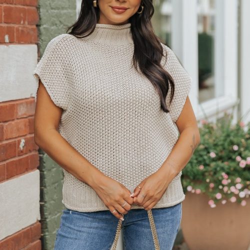 everyday classic mock neck sweater cream 430521