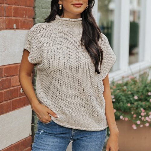 everyday classic mock neck sweater cream 807400