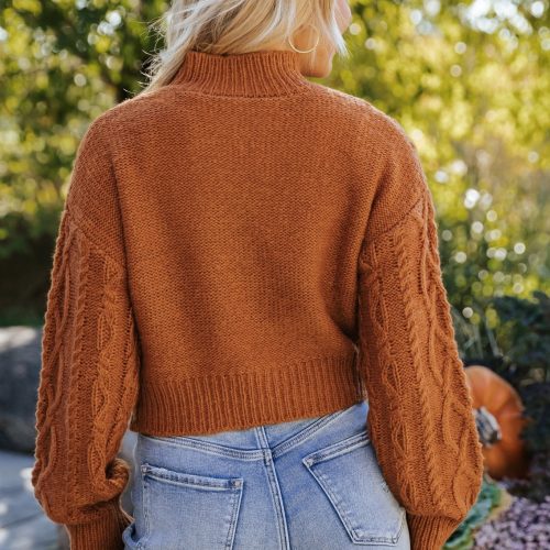 fall fest cable knit sweater burnt orange 291545