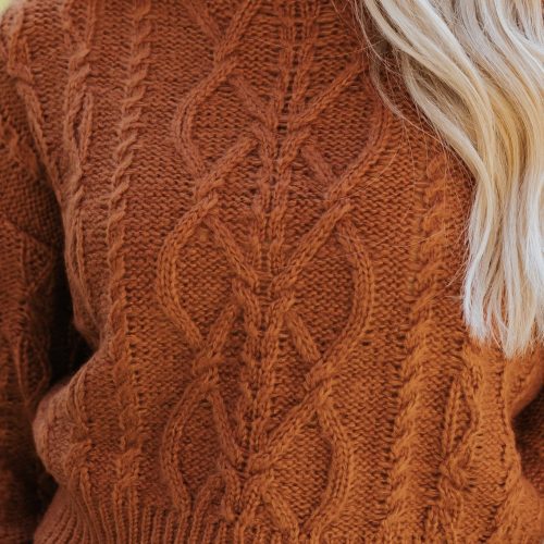 fall fest cable knit sweater burnt orange 581833