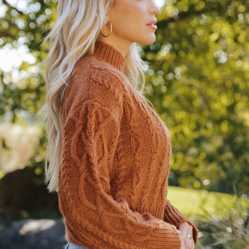 fall fest cable knit sweater burnt orange 712587