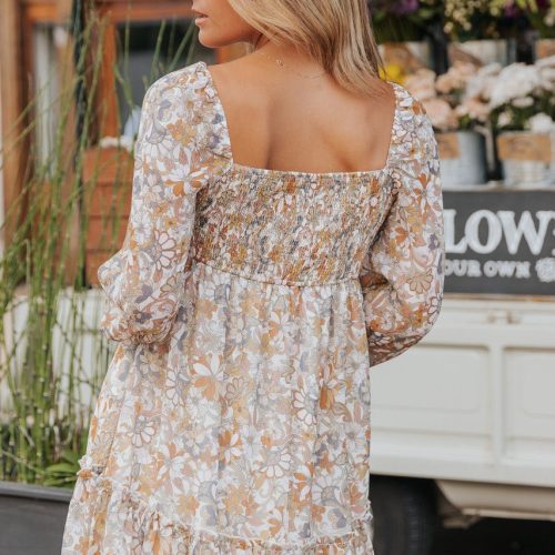 fall sweetheart floral long sleeve dress 631953