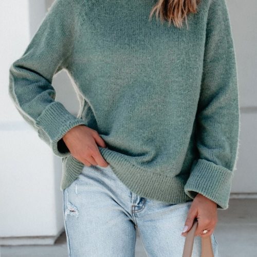 falling for you green ribbed sweater pre order 212303