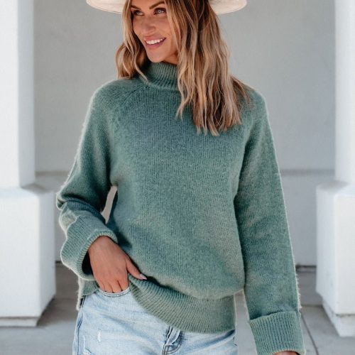 falling for you green ribbed sweater pre order 232205