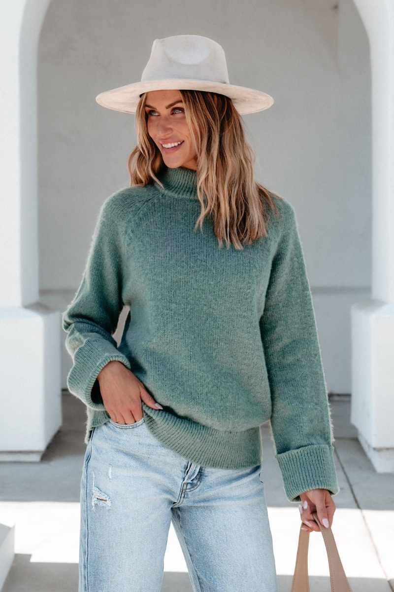 falling for you green ribbed sweater pre order 232205