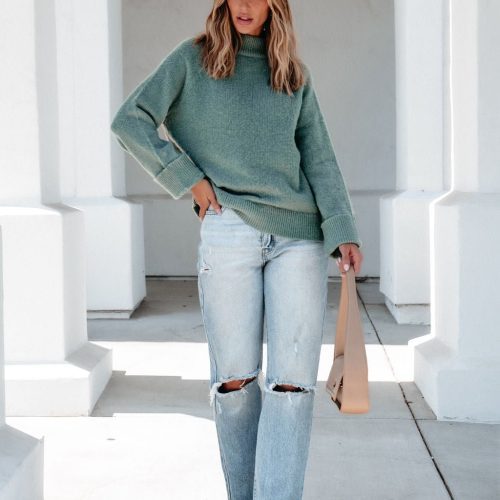 falling for you green ribbed sweater pre order 990661