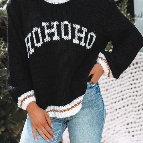 festive ho ho ho pullover sweater black 558590