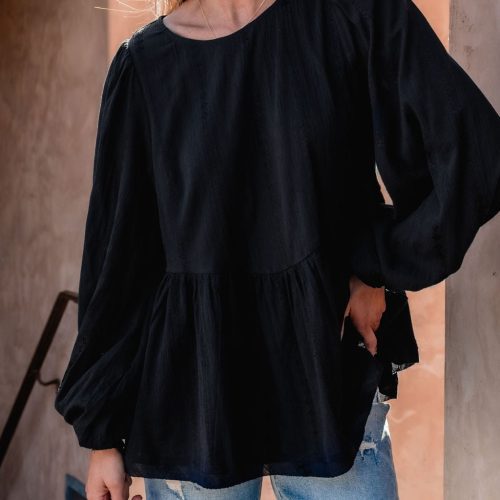 flowy black ruffled tunic 341168