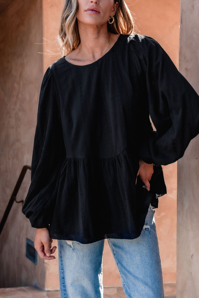 flowy black ruffled tunic 341168