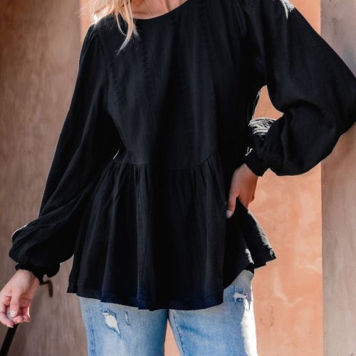 flowy black ruffled tunic 353409