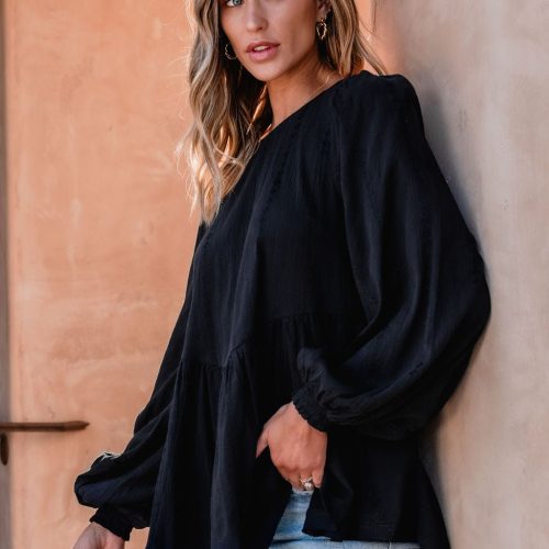 flowy black ruffled tunic 929083