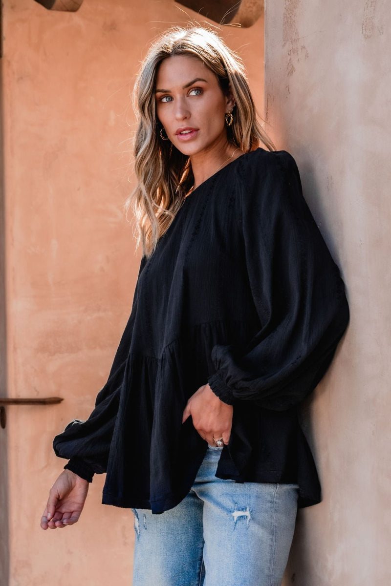 flowy black ruffled tunic 929083