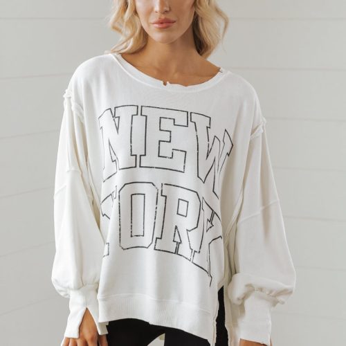 free people cream new york pullover tee 255012