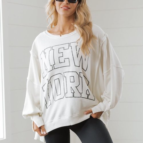 free people cream new york pullover tee 658335