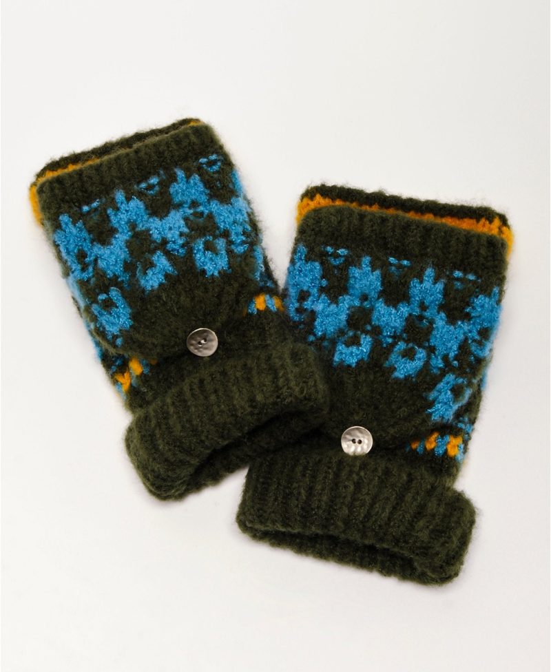 free people green first frost fairisle gloves 764110