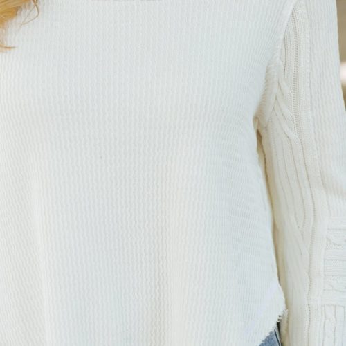 free people ivory swinging cable cuff sweater 236381