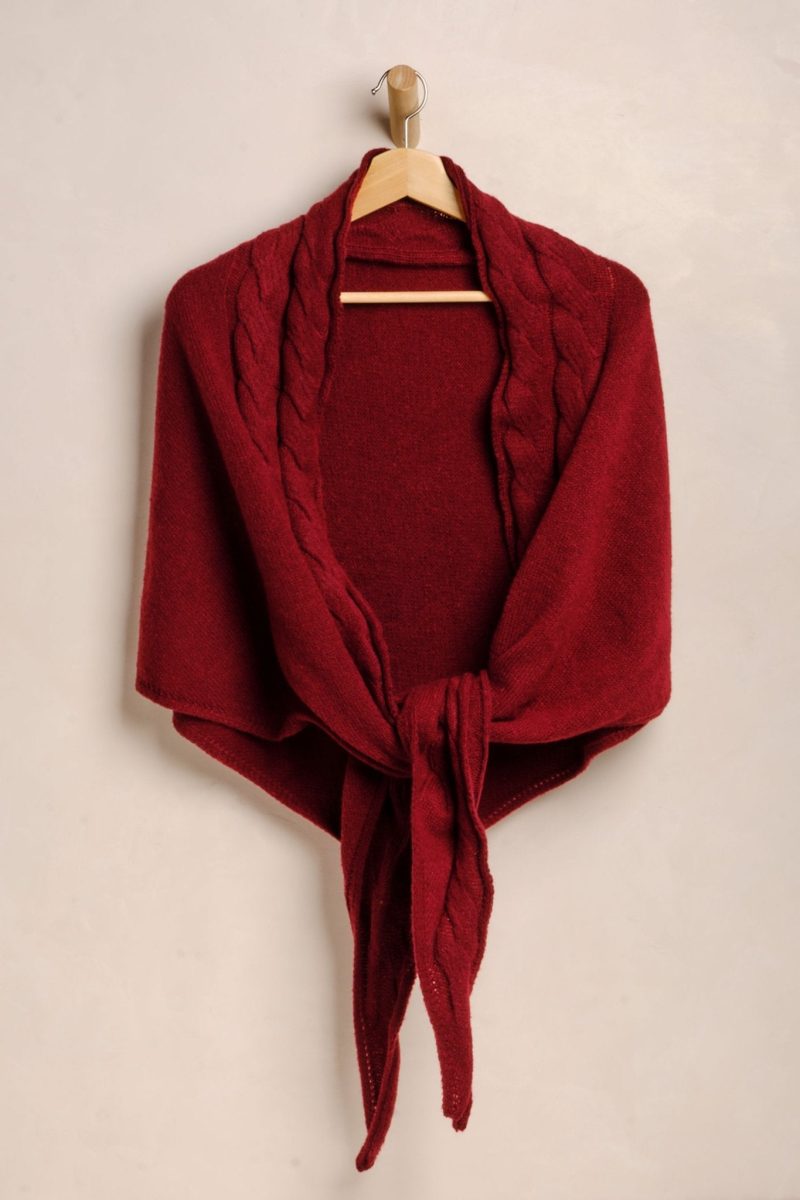 free people red coastline cable knit shawl scarf 673085