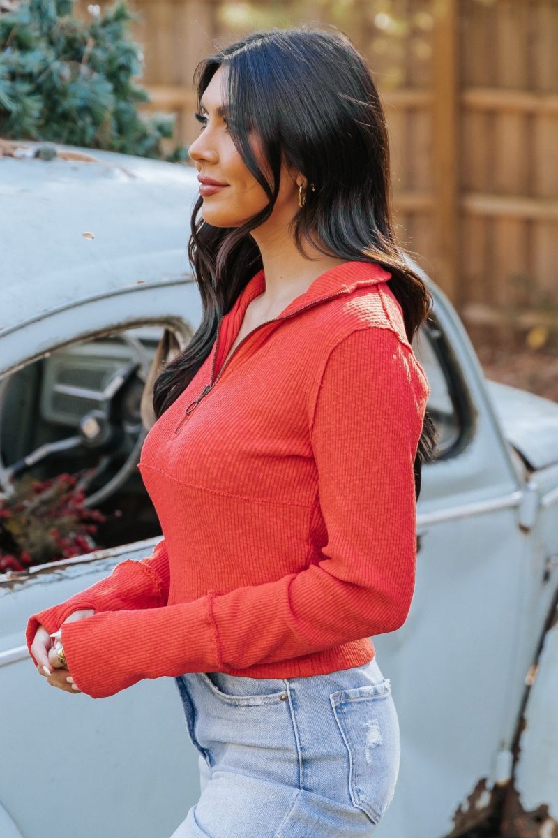 free people red midnight half zip pullover 150732