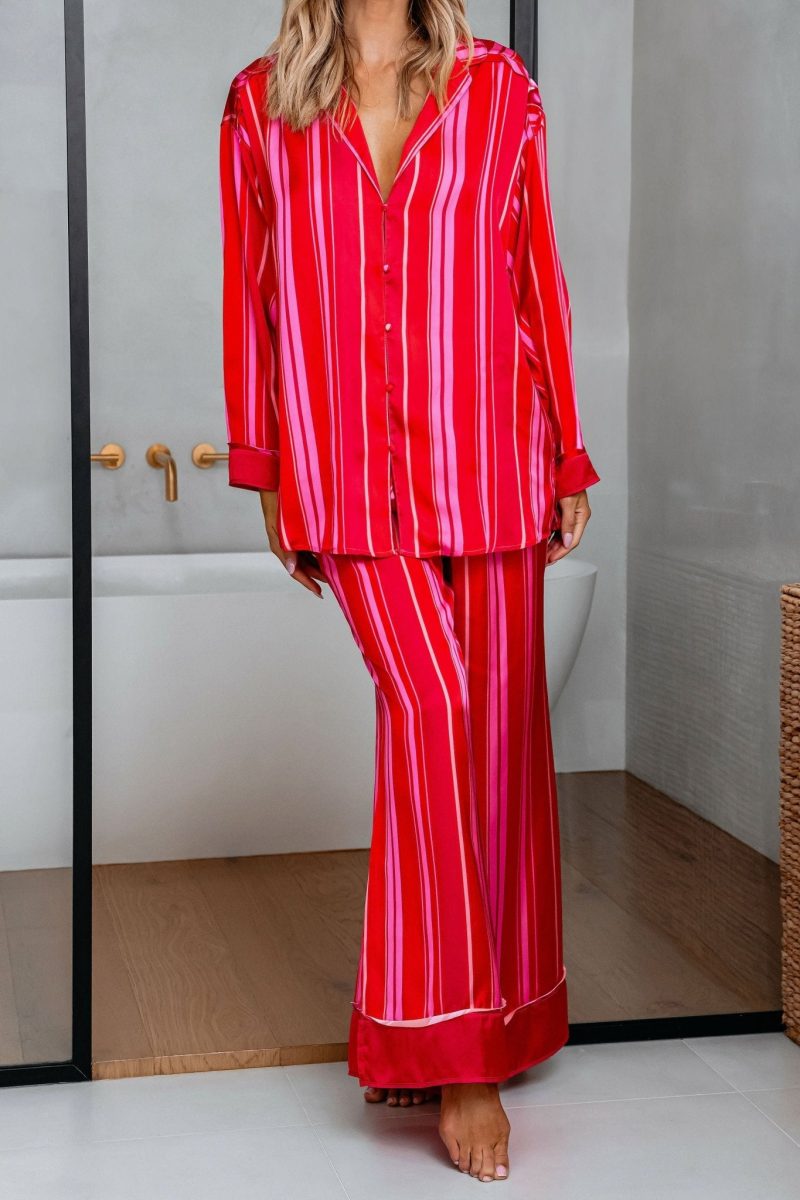 free people red striped dreamy days pajama set 424530