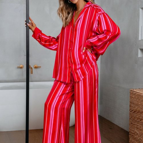 free people red striped dreamy days pajama set 683003