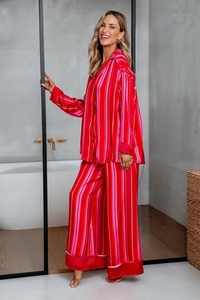 free people red striped dreamy days pajama set 804873