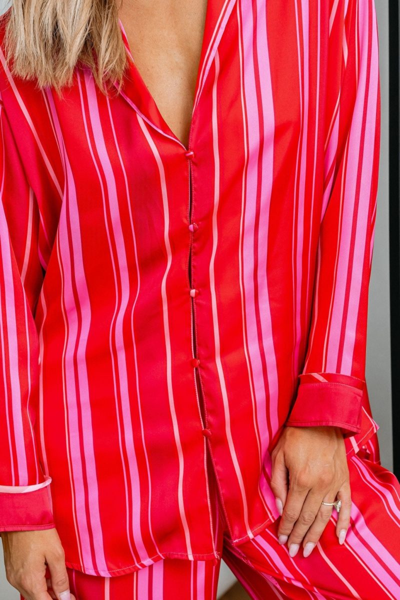 free people red striped dreamy days pajama set 824514