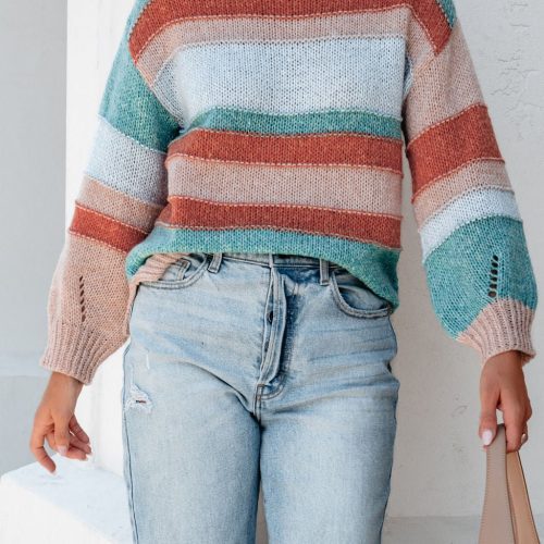 fresh start multi striped sweater 660126