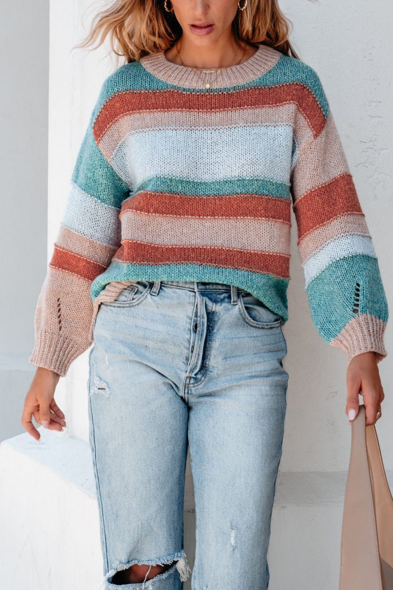 fresh start multi striped sweater 660126