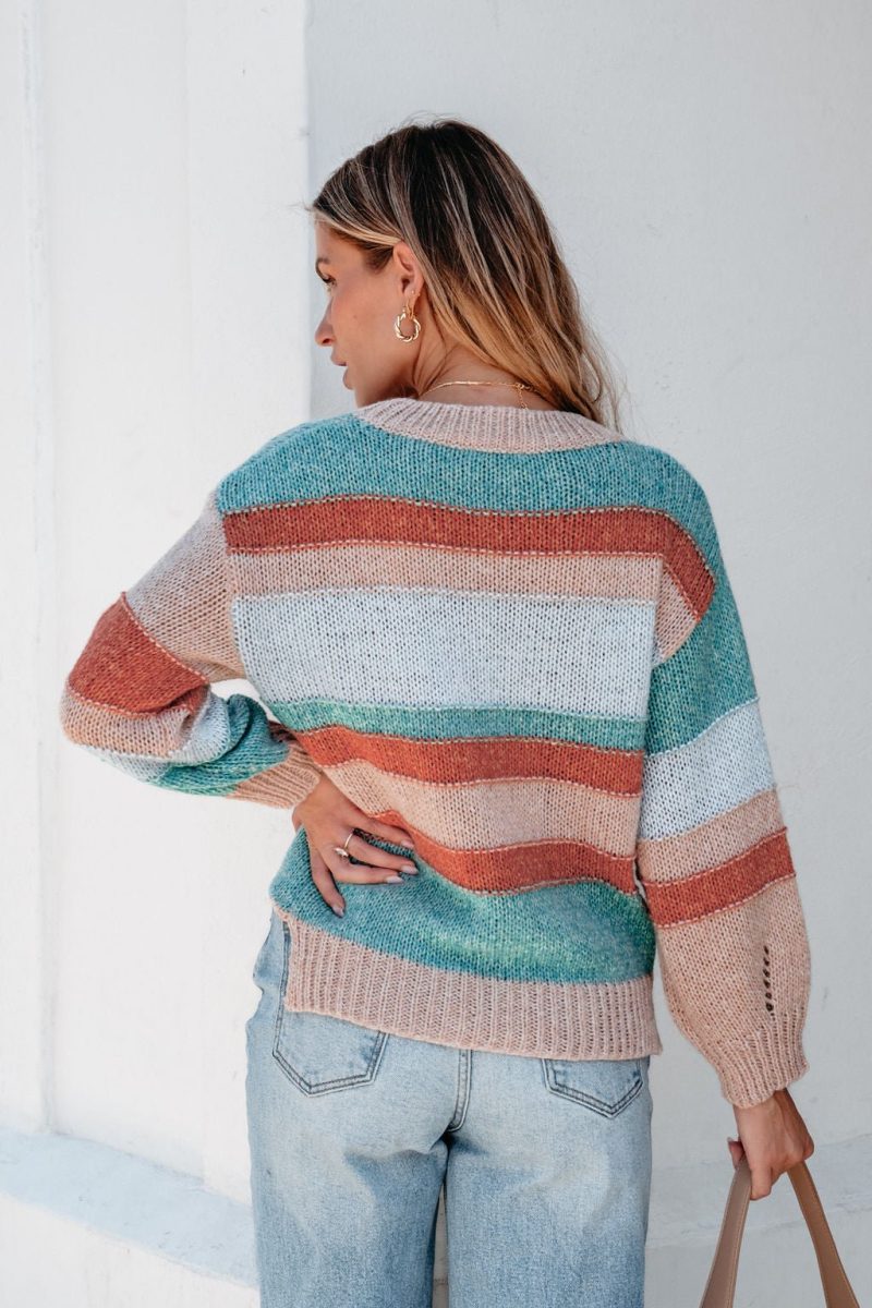 fresh start multi striped sweater 676693