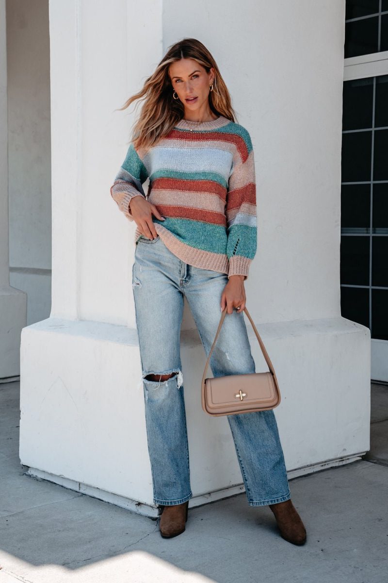 fresh start multi striped sweater 764392