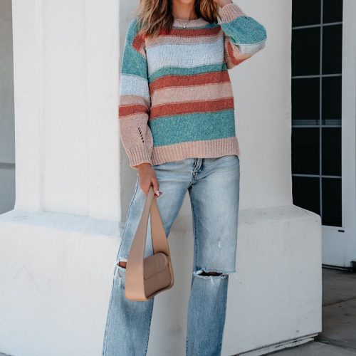 fresh start multi striped sweater 827207