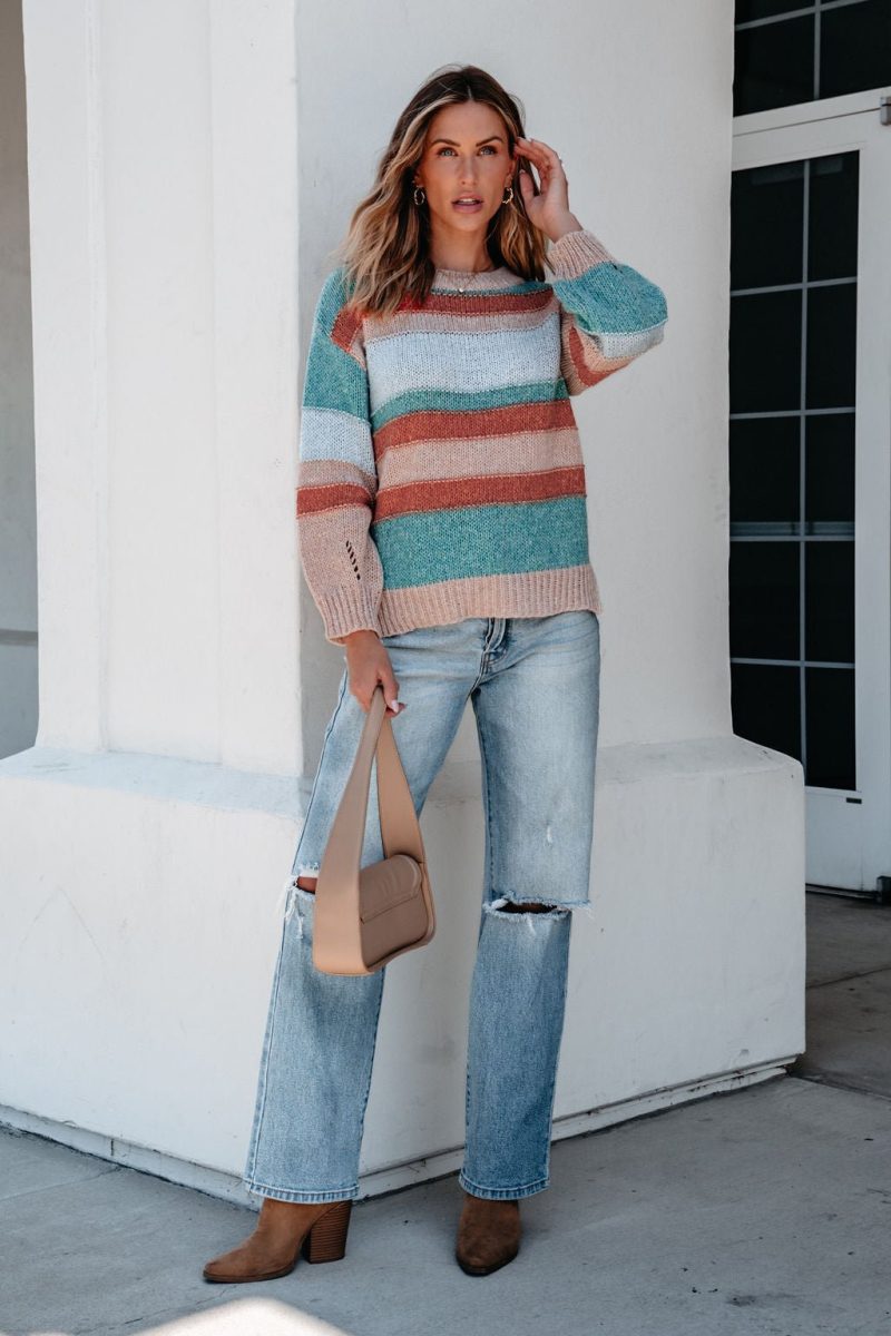 fresh start multi striped sweater 827207