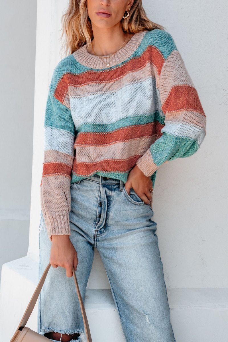 fresh start multi striped sweater 836451