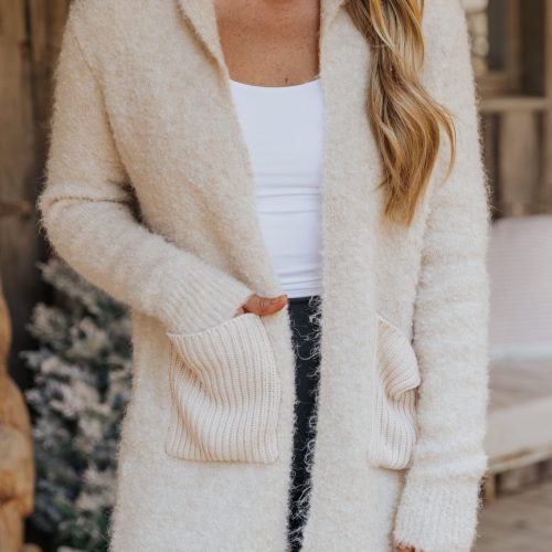 fuzzy beige cozyknit patch pocket cardigan 522146