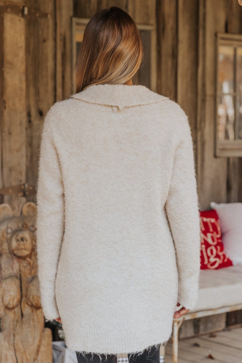 fuzzy beige cozyknit patch pocket cardigan 589982